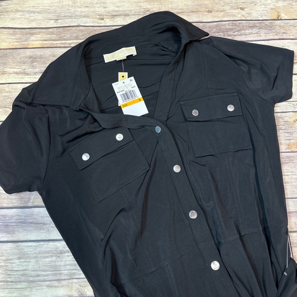 MICHAEL MICHAEL KORS Women's Split-Neck Button Jumpsuit black S - Picture 5 of 6